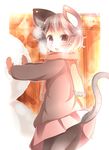  akatsuki_no_guuru animal_ears bad_id bad_pixiv_id blush highres looking_at_viewer mouse_ears mouse_tail nazrin pantyhose scarf short_hair skirt snowman solo tail touhou 