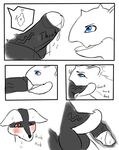  anthro blush canine clothing comic deep_throat domination english_text erection female female_domination hi_res horn internal larger_female licking lucario male mammal nidoqueen nintendo nukenugget open_mouth oral penis pok&eacute;mon red_eyes size_difference text tongue tongue_out video_games 