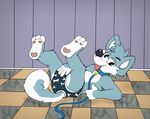  anthro bulge canine clothed clothing cub digital_media_(artwork) dog leash looking_at_viewer male mammal nelson88 smile tongue tongue_out topless underwear young 