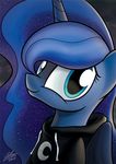  2016 blue_eyes blue_fur blue_hair clothing dori-to equine female feral friendship_is_magic fur hair horn looking_at_viewer mammal my_little_pony portrait princess_luna_(mlp) sky smile solo winged_unicorn wings 