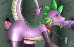  2016 anthro balls blush butt chain collar digital_media_(artwork) dragon drooling erection fellatio friendship_is_magic glory_hole male mammal mina-the-pie my_little_pony nude open_mouth oral penetration penis saliva sex simple_background spike_(mlp) tongue 