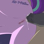  anal animal_genitalia animal_penis anthro clothed clothing cum cum_inside cutie_mark dialogue equine_penis friendship_is_magic horn mammal my_little_pony penis purple_eyes purple_skin pussy pussy_juise starligh_glimmer topless 