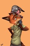  2016 anthro canine digital_media_(artwork) disney duo female fox fur grey_fur hi_res judy_hopps lagomorph male mammal nick_wilde rabbit zootopia 임승빈 