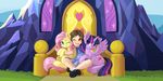  2016 brown_hair clothed clothing cutie_mark equine feathered_wings feathers female feral fluttershy_(mlp) footwear friendship_is_magic group hair hi_res hooves horn human mammal my_little_pony one_eye_closed pegasus pink_hair pusspuss shoes sitting smile twilight_sparkle_(mlp) underhoof winged_unicorn wings 