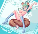  animal_humanoid big_breasts boots breasts clothing elf english_text female footwear fur humanoid naughty_face nipples pussy ranken solo tagme text 