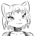  2016 anthro black_nose bodysuit canine clothing female fox gem hair hair_ornament headband jewelry krystal low_res mammal monochrome nintendo short_hair simple_background skinsuit smile solo star_fox thecynicalcdr tight_clothing video_games 