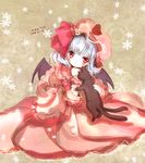  bad_id bad_pixiv_id bat_wings blue_hair blush bow cat frills hat hat_bow himemurasaki mob_cap red_eyes remilia_scarlet snowflakes solo touhou wings 