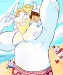  asgore_dreemurr bangcanine beach caprine clothing goat mammal papyrus_(undertale) protagonist_(undertale) sans_(undertale) seaside swimming_trunks swimsuit undertale video_games 