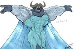  2016 abs bovine buffalo cape_buffalo chief_bogo clothing crossover dialogue disney frozen giganaut humor male mammal muscular muscular_male simple_background solo translucent transparent_clothing zootopia 