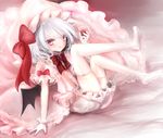  bad_id bad_pixiv_id bat_wings bloomers bow cup drinking_glass hat hat_bow highres himemurasaki mob_cap red_eyes remilia_scarlet silver_hair solo thighhighs touhou underwear white_legwear wine_glass wings 