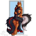  anthro canine duo hug male male/male mammal muffin_angel nude open_mouth simple_background smile tongue 