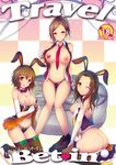  animal_ears black_hair black_panties blush breasts brown_hair bunny bunny_ears bunny_tail cover cover_page doujin_cover ear elbow_gloves fake_animal_ears gloves green_eyes hyoudou_rena idolmaster idolmaster_cinderella_girls kara_(color) large_breasts looking_at_viewer multiple_girls namiki_meiko nipples one_eye_closed open_clothes open_vest panties pasties short_hair skirt skirt_lift sleeveless smile souma_natsumi tail underwear vest wavy_hair white_gloves 