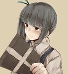  brown_eyes gift kantai_collection kasumi_(kantai_collection) long_hair remodel_(kantai_collection) safai school_uniform side_ponytail silver_hair solo 