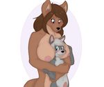  age_difference anthro areola big_breasts blush breasts canine cub dog duo erection female fur hair holding_(disambiguation) hug larger_female launny male male/female mammal mother mother_and_son nipples nude older_female open_mouth parent penis simple_background size_difference smaller_male smile son wolf young younger_male 