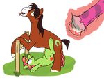  abdominal_bulge balls broken_condom clydesdale condom cum draft_horse dsninja_(artist) earth_pony equine female friendship_is_magic grass horse internal looking_up male male/female mammal my_little_pony outside penis pony sex size_difference tongue tree_hugger_(mlp) troubleshoes_(mlp) 