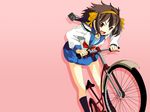  bicycle bike camera school_uniform seifuku serafuku suzumiya_haruhi suzumiya_haruhi_no_yuuutsu wallpaper 