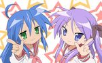  hiiragi_kagami izumi_konata lucky_star pointing seifuku stars 