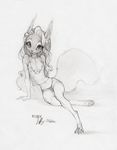  breasts clothing coonkun digitigrade female greyscale legwear looking_at_viewer mammal monochrome navel rodent socks solo squirrel stockings toeless_socks translucent transparent_clothing 