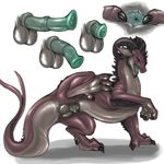  2016 animal_genitalia animal_penis anus ass_up balls claws colored daddy&#039;s_scent darkened_genitals dragon edit equine_penis erection feral flaccid horn male multi_tail narse nude open_mouth penis penis_tip presenting red_body red_eyes scalie simple_background solo spread_anus spreading white_background 