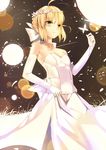  absurdres ahoge artoria_pendragon_(all) bare_shoulders blonde_hair braid breasts bug butterfly cleavage dress elbow_gloves fate/stay_night fate_(series) french_braid gloves green_eyes highres insect lucky_(1045044604) saber small_breasts solo 