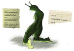  anthro breasts english_text female fenchurch gastropod nude open_mouth simple_background slime slug solo text transformation 