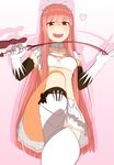  :d bangs blunt_bangs bra brown_eyes fate/grand_order fate_(series) gloves hasai_(mekkan) heart holding_whip leg_up long_hair md5_mismatch medb_(fate)_(all) medb_(fate/grand_order) midriff naughty_face open_mouth pink_hair riding_crop smile solo tiara underwear whip 