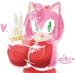 &lt;3 amy_rose anthro big_breasts blush breasts clothed clothing domoipetti erect_nipples female green_eyes hair hedgehog huge_breasts looking_at_viewer mammal nipples pink_hair pose smile sonic_(series) tight_clothing video_games 