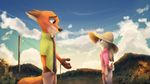  blackligerth canine cute disney evening female fox fur judy_hopps lagomorph love male mammal nick_wilde rabbit size_difference zootopia 