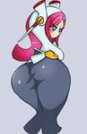  alien big_butt blue_eyes blush butt female hair huge_butt kirby_(series) looking_back machine mouthless nintendo pink_hair robot sandyrex susie thick_thighs video_games 