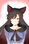  1girl animal_ears brown_hair heart highres imaizumi_kagerou long_hair looking_at_viewer red_eyes sketch smile solo touhou upper_body wolf_ears 