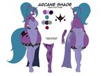  2016 anthro arcane_shade clothed clothing cutie_mark english_text equine fan_character female freckles gloves hair hi_res horn legwear looking_at_viewer mammal model_sheet my_little_pony simple_background solo suirano tattoo text unicorn white_background wide_hips 