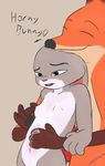  blush breasts canine disney eyes_closed female fox fur grey_fur judy_hopps kamperkiller_(artist) lagomorph male mammal nick_wilde nipple_pinch nipples orange_fur penis purple_eyes pussy_juice rabbit zootopia 