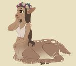  abstract_background breasts centaur cervine clothed clothing deer equine equine_taur female flower flower_crown hair long_hair mammal plant spots strawberryneko taur 