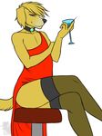  absolute_territory alcohol anthro beverage canine choker clothed clothing crossdressing dog dress food fur girly golden_retriever hi_res lawrence_mecklenburg legwear looking_at_viewer male mammal martini_glass nateday simple_background sitting solo stockings white_background 