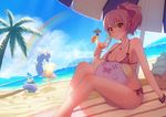  alternate_costume arm_support back barefoot beach beach_umbrella bendy_straw bikini blanket blonde_hair blush bow bracelet breast_rest breasts brown_eyes cleavage closed_eyes cloud cocktail_umbrella crazy_straw crossover cup day drink drinking_glass drinking_straw eyebrows eyebrows_visible_through_hair food fruit fukuro_ko_(greentea) gen_1_pokemon gen_3_pokemon gen_4_pokemon gyarados hair_bow halterneck heart_straw highres ice ice_cube idolmaster idolmaster_cinderella_girls innertube jewelry jougasaki_mika jougasaki_rika knees_up large_breasts long_hair looking_at_viewer mountain mouth_hold multiple_girls munchlax necklace orange orange_slice outdoors palm_tree pendant pink_bikini pink_lips pokemon pokemon_(creature) pokemon_(game) ponytail purple_bow rainbow running sand shade shadow shelf siblings side-tie_bikini sideboob sisters sitting sky slowbro smile star star_necklace starfish strap_gap summer sweat swimsuit thighs tree two_side_up umbrella wailord wet whismur 