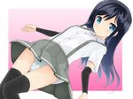  arm_warmers asashio_(kantai_collection) bad_id bad_nicoseiga_id black_hair black_legwear blue_eyes kantai_collection long_hair looking_at_viewer panties pleated_skirt school_uniform shirt short_sleeves skirt solo suspenders thighhighs underwear usagikoya white_panties white_shirt 