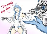  blanc breasts commentary_request djayo english neptune_(series) solo weapon white_heart 