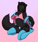  anthro black_hair bra bulge clothed clothing crossdressing fur garter girly grey_fur hair lavenderpandy legwear male mammal mink mustelid navel nipple_bulge rubber simple_background smile solo thigh_highs underwear unzipped 