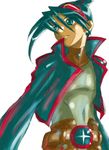  breath_of_fire breath_of_fire_v covered_navel dr.p looking_away male_focus ryuu_(breath_of_fire_v) simple_background solo white_background 