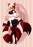  anthro clothed clothing collar female half-closed_eyes looking_at_viewer mammal open_mouth re-sublimity-kun red_panda smile solo striped_tail wide_hips 