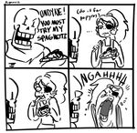  ... animated_skeleton better_version_at_source bone clothed clothing comic english_text eye_patch eyewear fish food humor male marine not_furry papyrus_(undertale) pasta rigamo12 skeleton smile spaghetti tears text undead undertale undyne video_games 