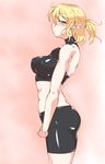  bike_shorts blonde_hair blush breasts covered_nipples green_eyes highres large_breasts looking_at_viewer mizuhashi_parsee pandain pointy_ears profile short_hair solo touhou 