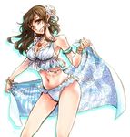  bikini breasts brown_eyes brown_hair cleavage hair_ornament highres idolmaster idolmaster_cinderella_girls large_breasts long_hair sarong shimamura_uzuki solo swimsuit takanashi_ringo 