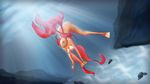  anthro breasts butt digital_media_(artwork) fan_character female fin fish goldfish happy hi_res marine nude sarah_the_goldfish smile solo underwater water znhc 