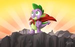  2016 anthro cape clothing dragon friendship_is_magic male my_little_pony mysticalpha solo spike_(mlp) 