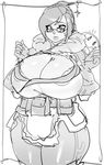  1girl breasts female maniacpaint mei_(overwatch) monochrome overwatch plump solo white_background 