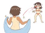  2girls azumanga_daiou bikini blood blush exhibitionism inkerton-kun kagura multiple_girls nosebleed nude pervert sideboob simple_background takino_tomo tan white_background yuri 