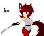  &lt;3 anthro big_breasts breasts canine clothing cute emo_hair fan_character female fox hedgehog jynx_hedgefox machete mammal simple_background smile solo sonic_oc wide_hips 