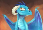  2016 absurd_res bat_wings blue_scales dragon female feral friendship_is_magic hi_res horn membranous_wings my_little_pony portrait princess_ember_(mlp) scales silfoe solo wings 