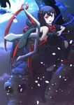  :d asymmetrical_hair asymmetrical_wings black_dress black_hair bow dragon dress foreshortening high_heels houjuu_nue long_hair open_mouth polearm red_eyes red_footwear shoes smile snake solo tat_rous teeth thighhighs touhou trident v-shaped_eyebrows weapon wings zettai_ryouiki 